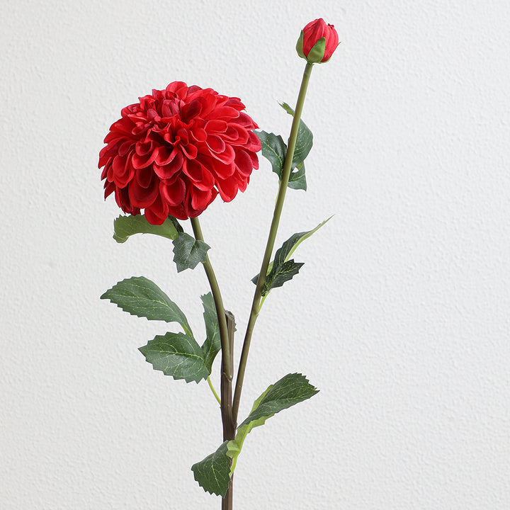 Artificial dahlia flower branch with realistic texture