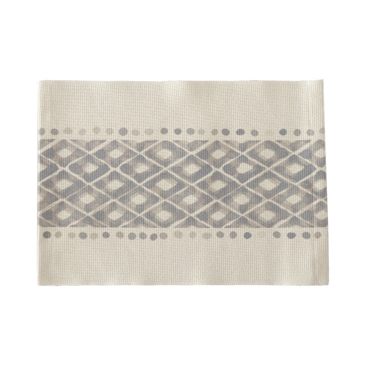 Woven placemat made of cotton blend with geometric diamond trim and fine texture