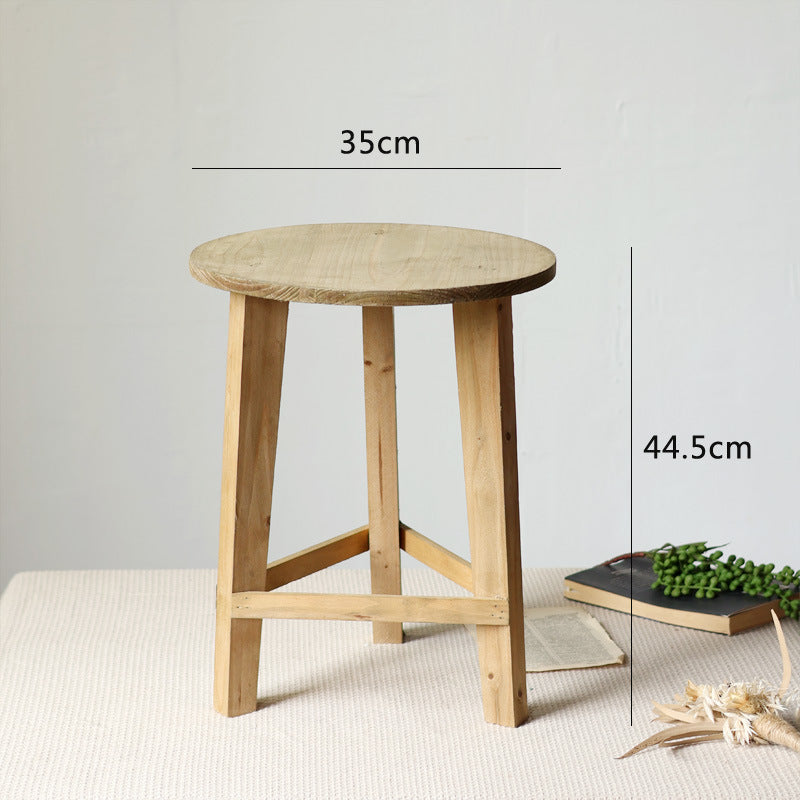 Rustic stool made of solid wood