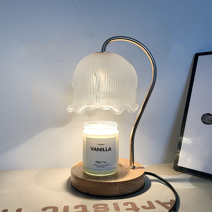 Decorative table lamp made of glass