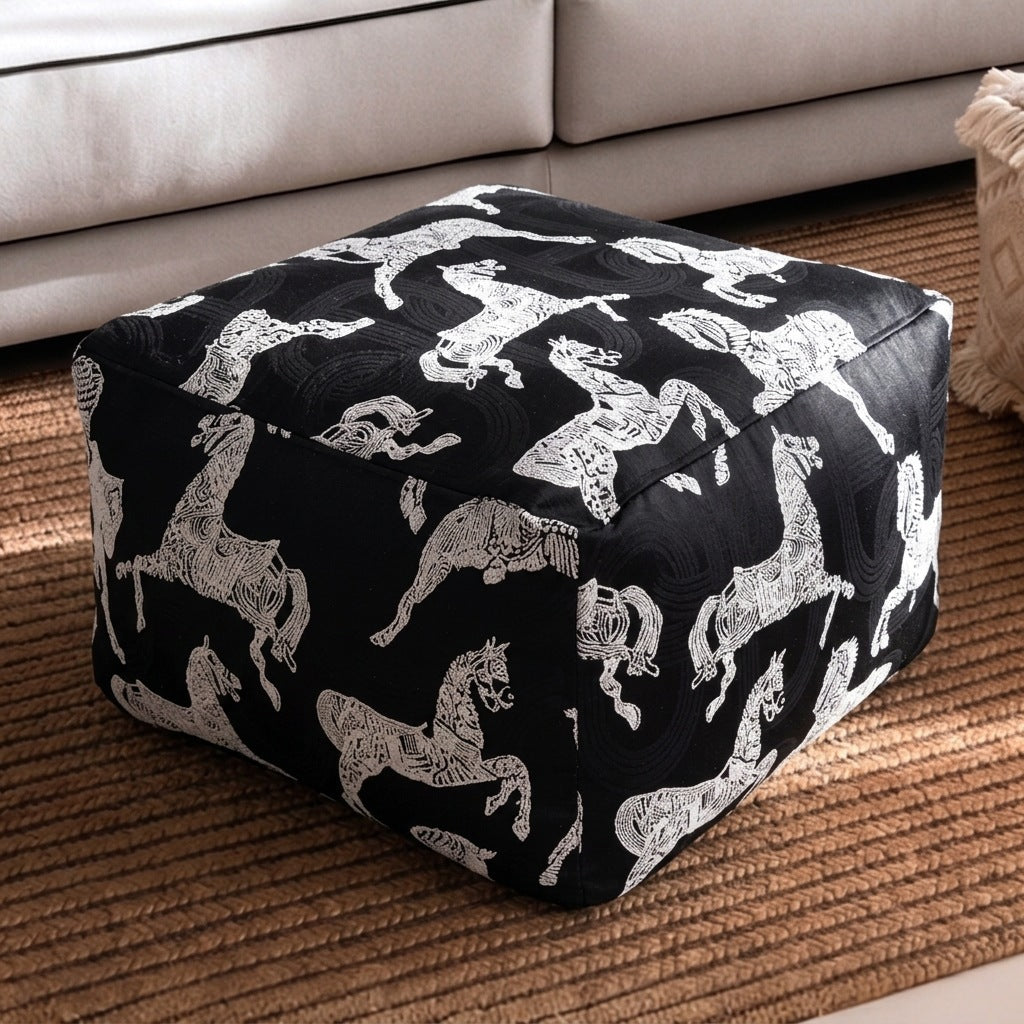Decorative Floral Print Floor Pouf