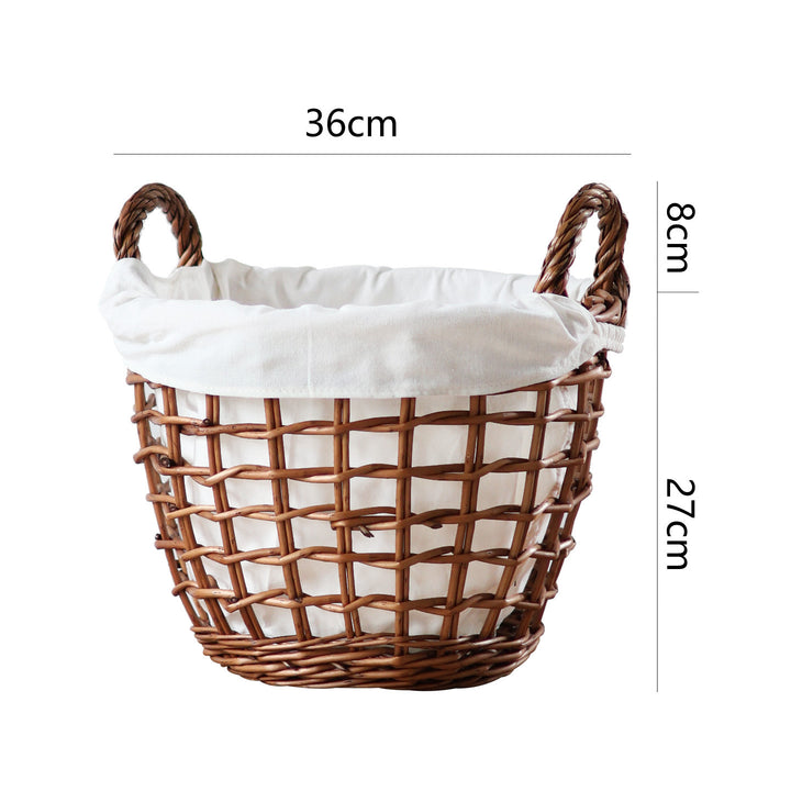 Handcrafted storage basket with cotton lining