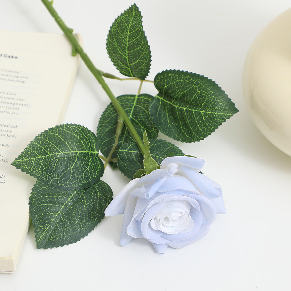 Artificial Silk Rose with Leaves