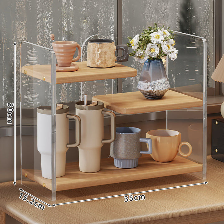 Compact Two-Tier Acrylic Countertop Cup & Mug Organizer