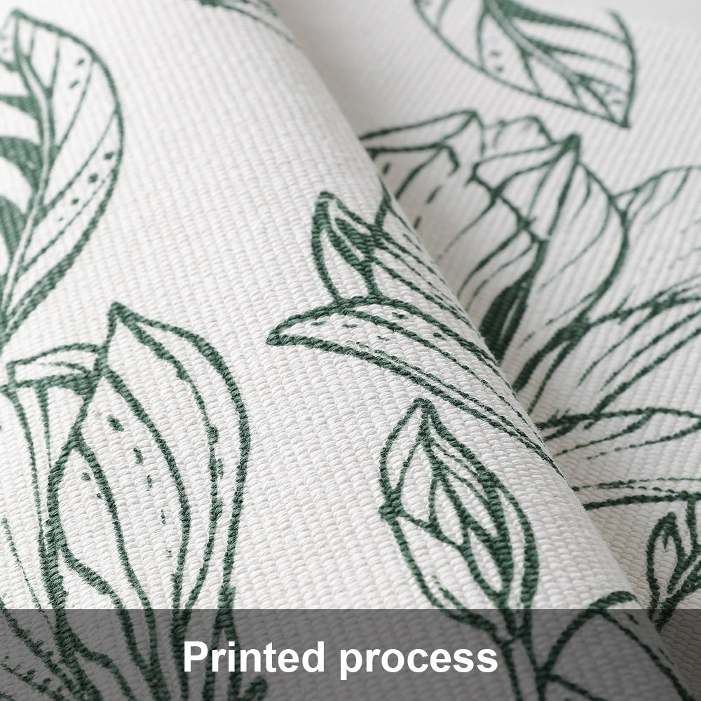Woven table runner with botanical bird print and decorative fringes