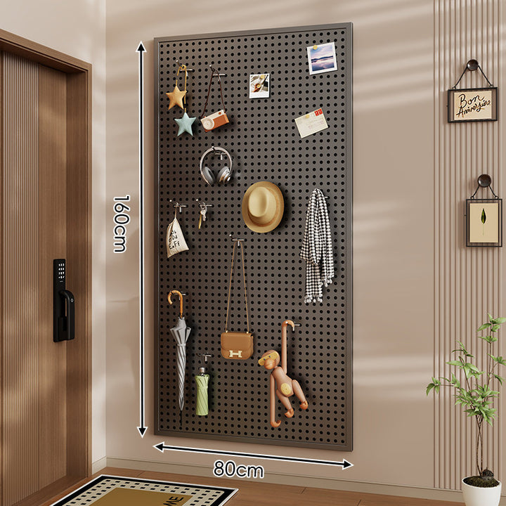 Wall-Mounted Perforated Pegboard Organizer Panel Large Square with Modular Hooks and Accessories