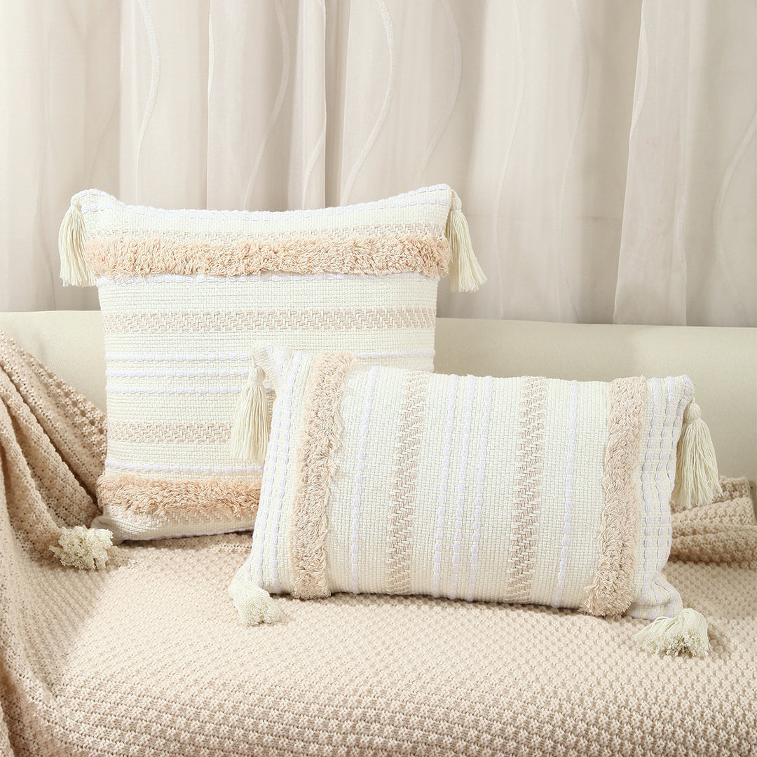 Textured Woven Accent Pillow for Bedroom Decor