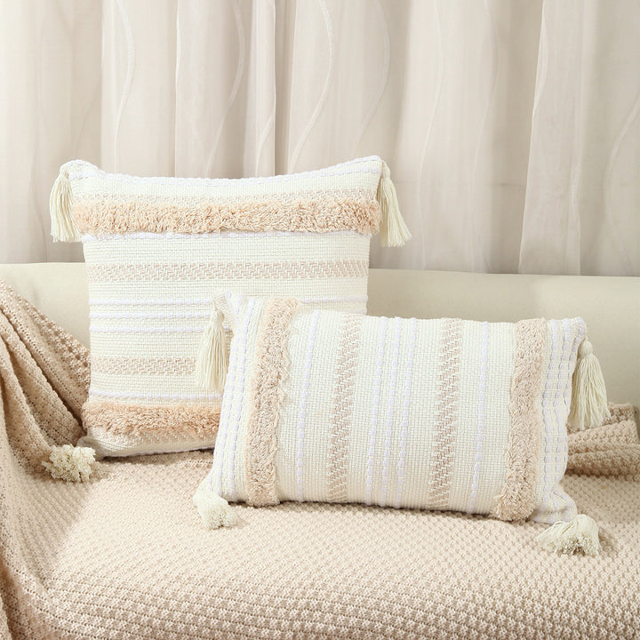 Textured Woven Accent Pillow for Bedroom Decor
