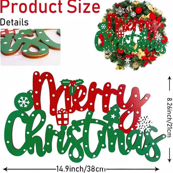 Decorative wooden sign with winter motifs