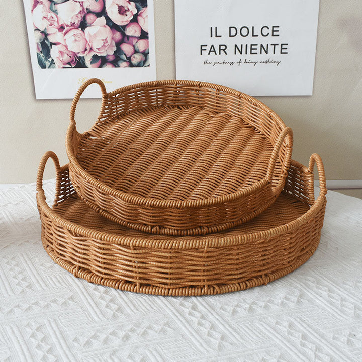 Round Rattan Serving Tray
