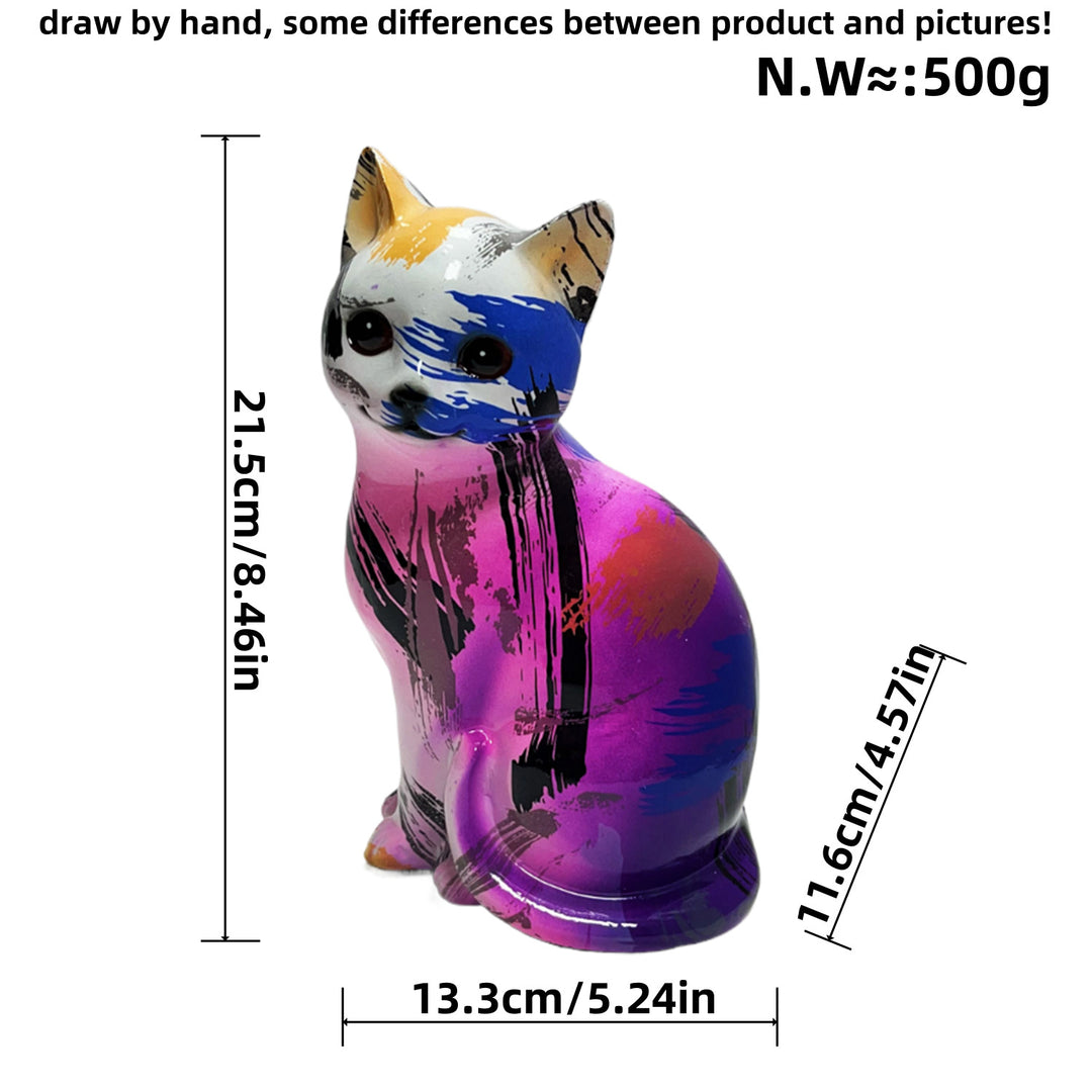Artistic cat figurine in vibrant design