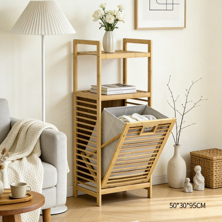 Laundry shelf with baskets