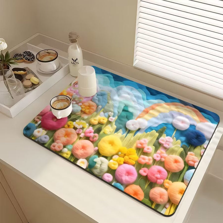 Floral-Themed Kitchen Mat