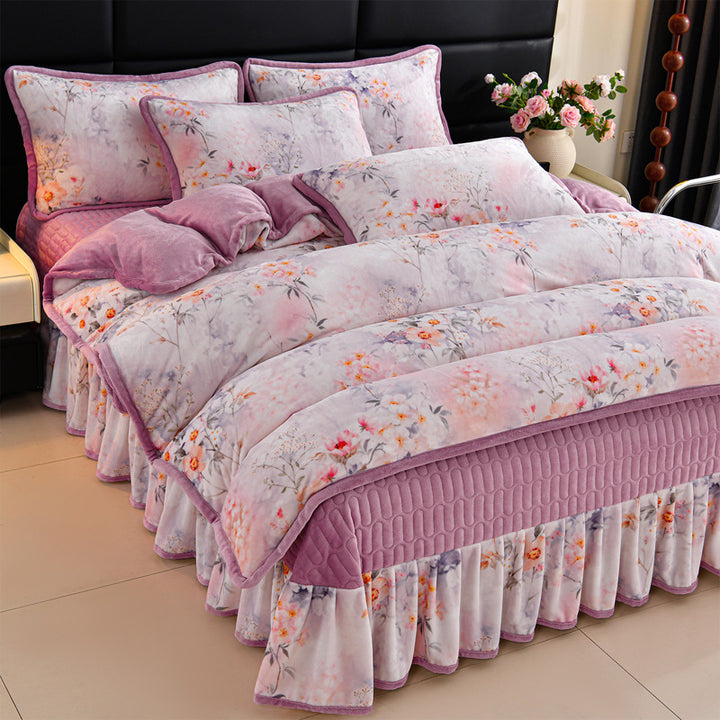 Luxurious Floral Embroidered Bedding Set