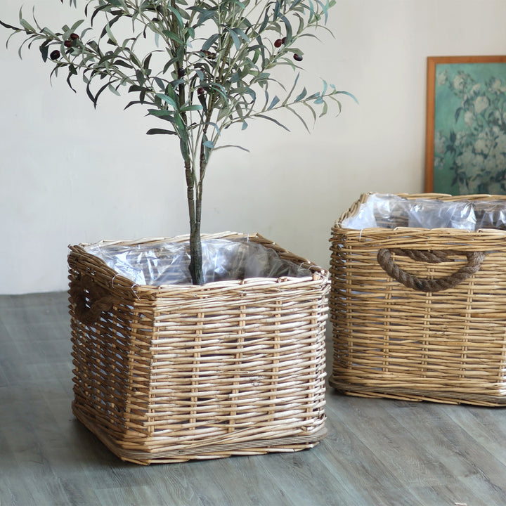 Storage basket with handcrafted details