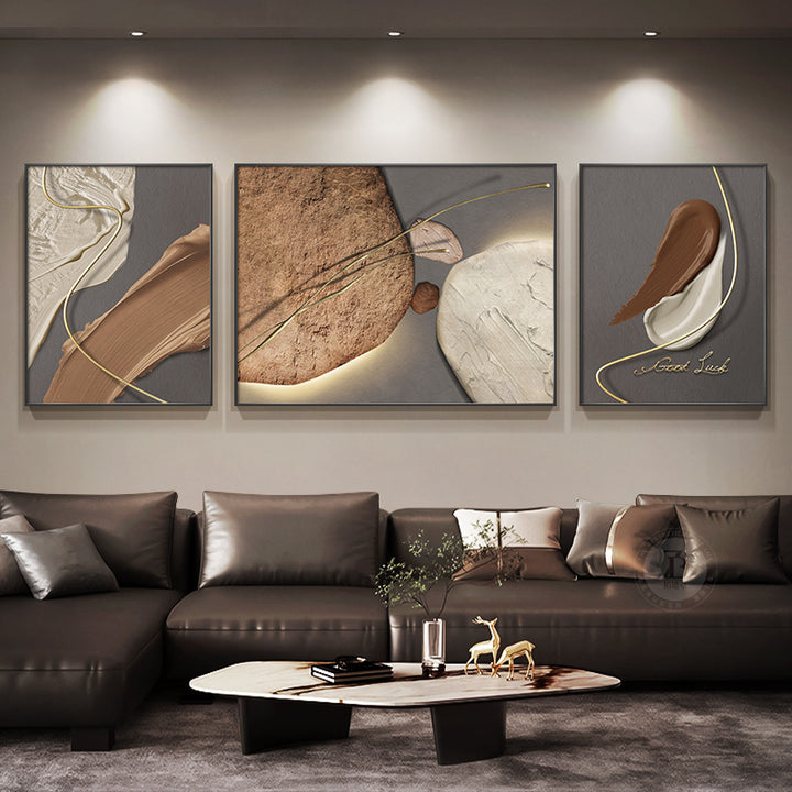 Abstract Textured Framed Wall Art Set