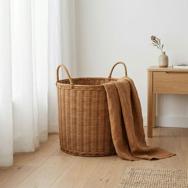 Handmade storage basket made of natural wicker