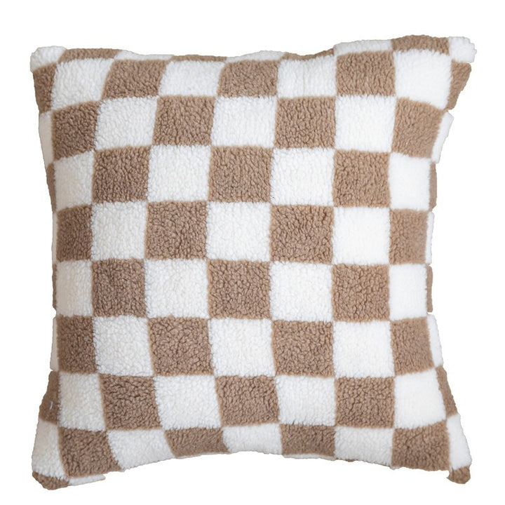 Plush Checkerboard Throw Pillow
