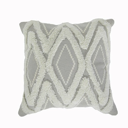 Decorative square cushion cover with tufted chenille diamond relief