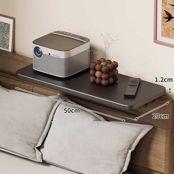 Headboard-Mounted Floating Bedside Shelf for Projectors and Devices