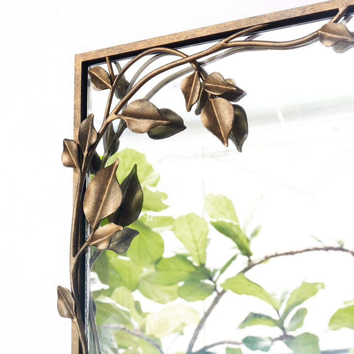 Ornate Wall Mirror With Leaf Accents