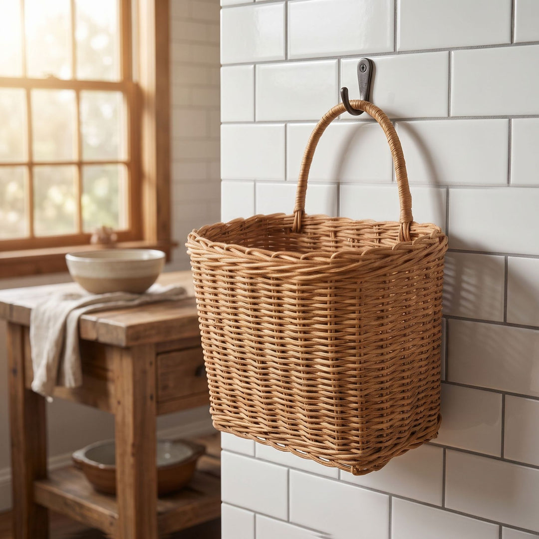Wall basket with practical storage system