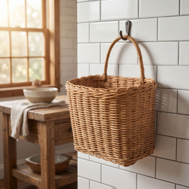 Wall basket with practical storage system