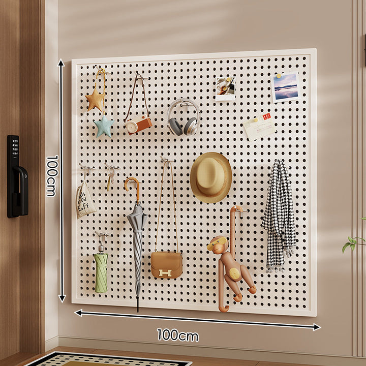Wall-Mounted Perforated Pegboard Organizer Panel with Metal Frame