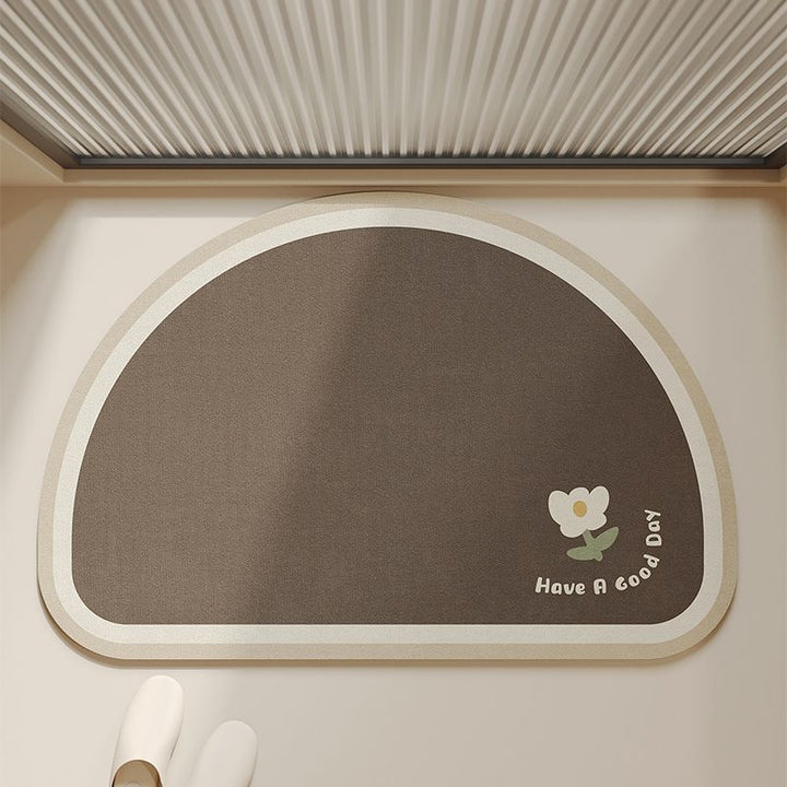 Cloud-Shaped Low-Pile Absorbent Floor Mat with Non-Slip Backing and Flower Print
