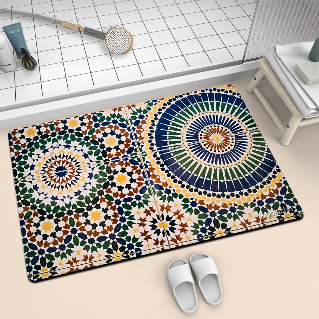 Colorful Geometric Pattern Bath Mat