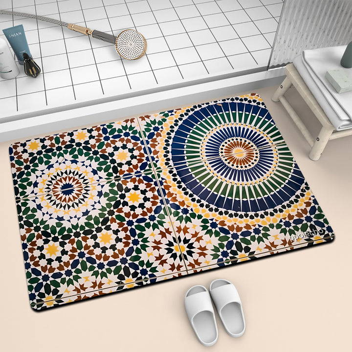 Colorful Geometric Pattern Bath Mat