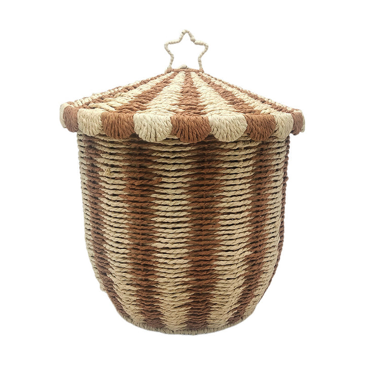 Handmade storage basket in playful design