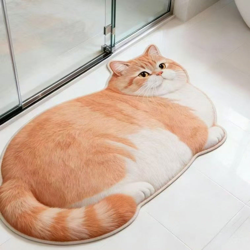 Cat-Shaped Plush Bath Mat