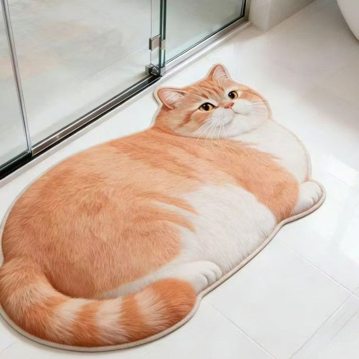 Cat-Shaped Plush Bath Mat