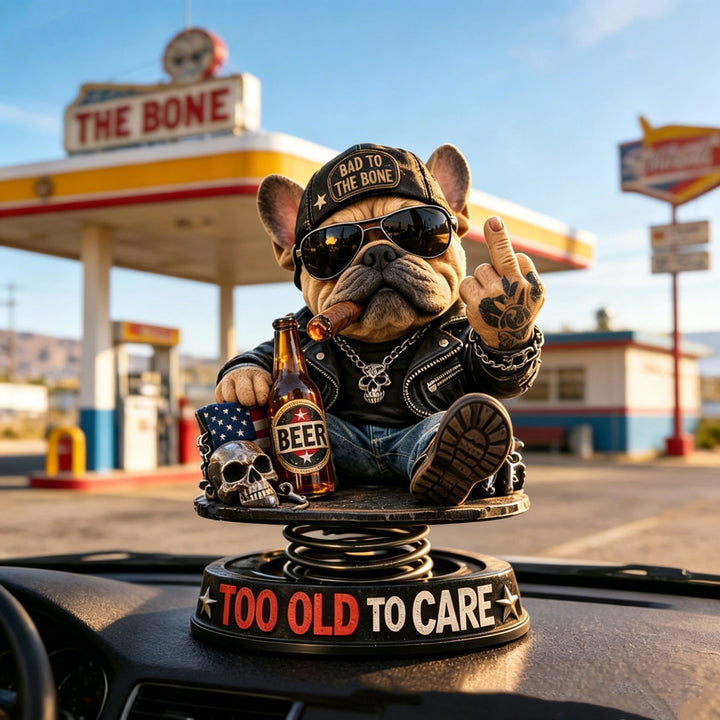 Decorative bulldog figure in rocker style