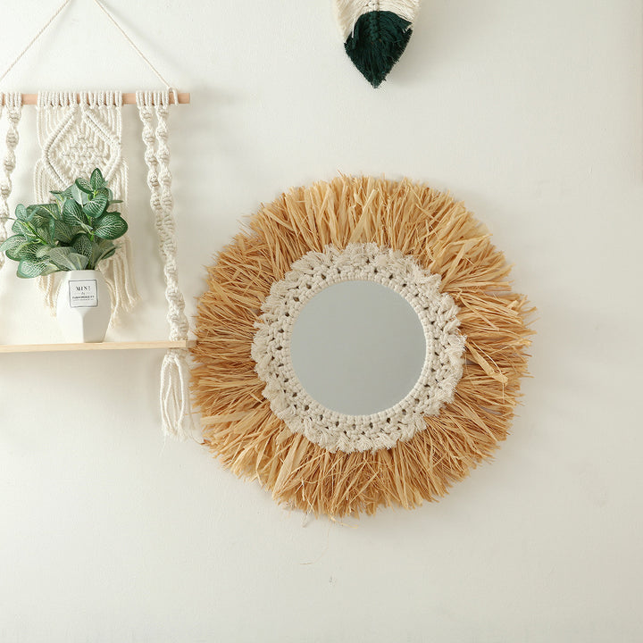 Decorative Macrame Sunburst Wall Mirror