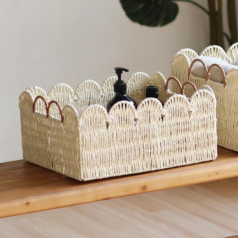 Handcrafted storage basket with wave edge