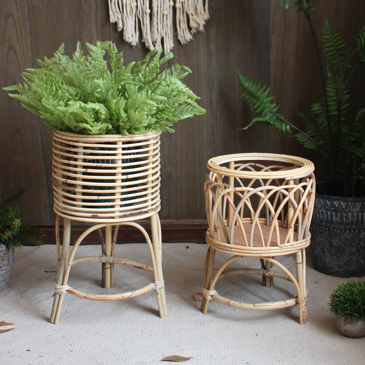 Rattan plant stand with modern design