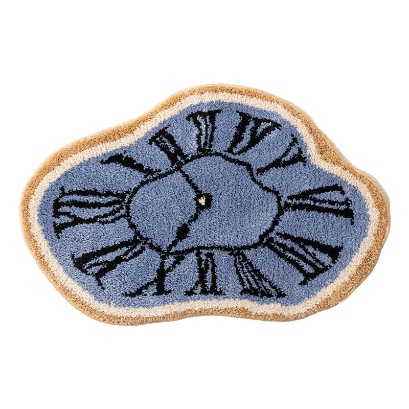 Decorative hand-tufted rug mat in organic clock shape