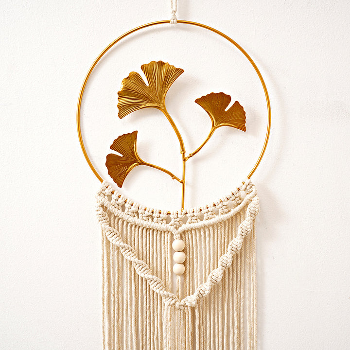 Macrame Wall Hanging Art with Leaf Design