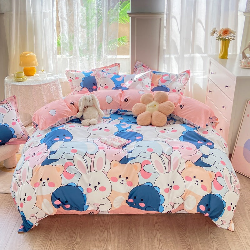 Playful Floral Cartoon Duvet Cover Set