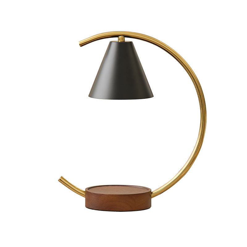Crescent Arc Table Lamp with Leather Base