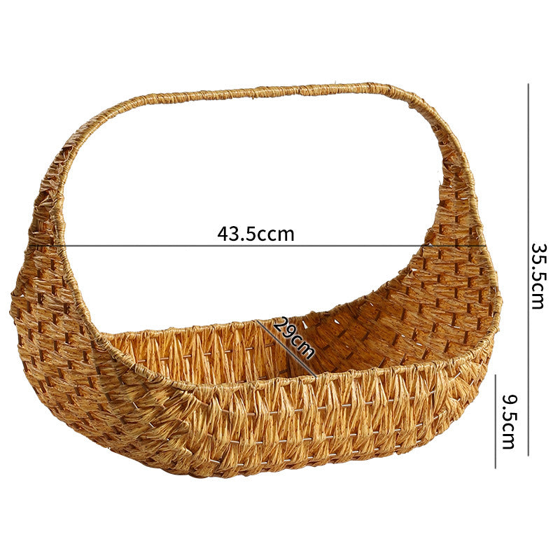 Hand-Woven Decorative Storage Basket With Handles