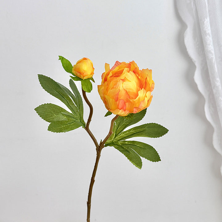 Artificial peony bouquet with delicate flowers and leaves