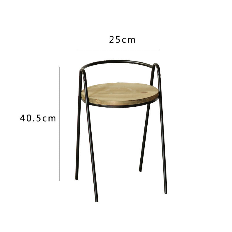 More modern stool with wooden seat