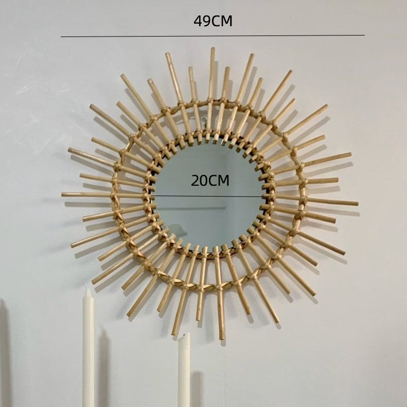 Decorative Wall Mirror Made of Rattan