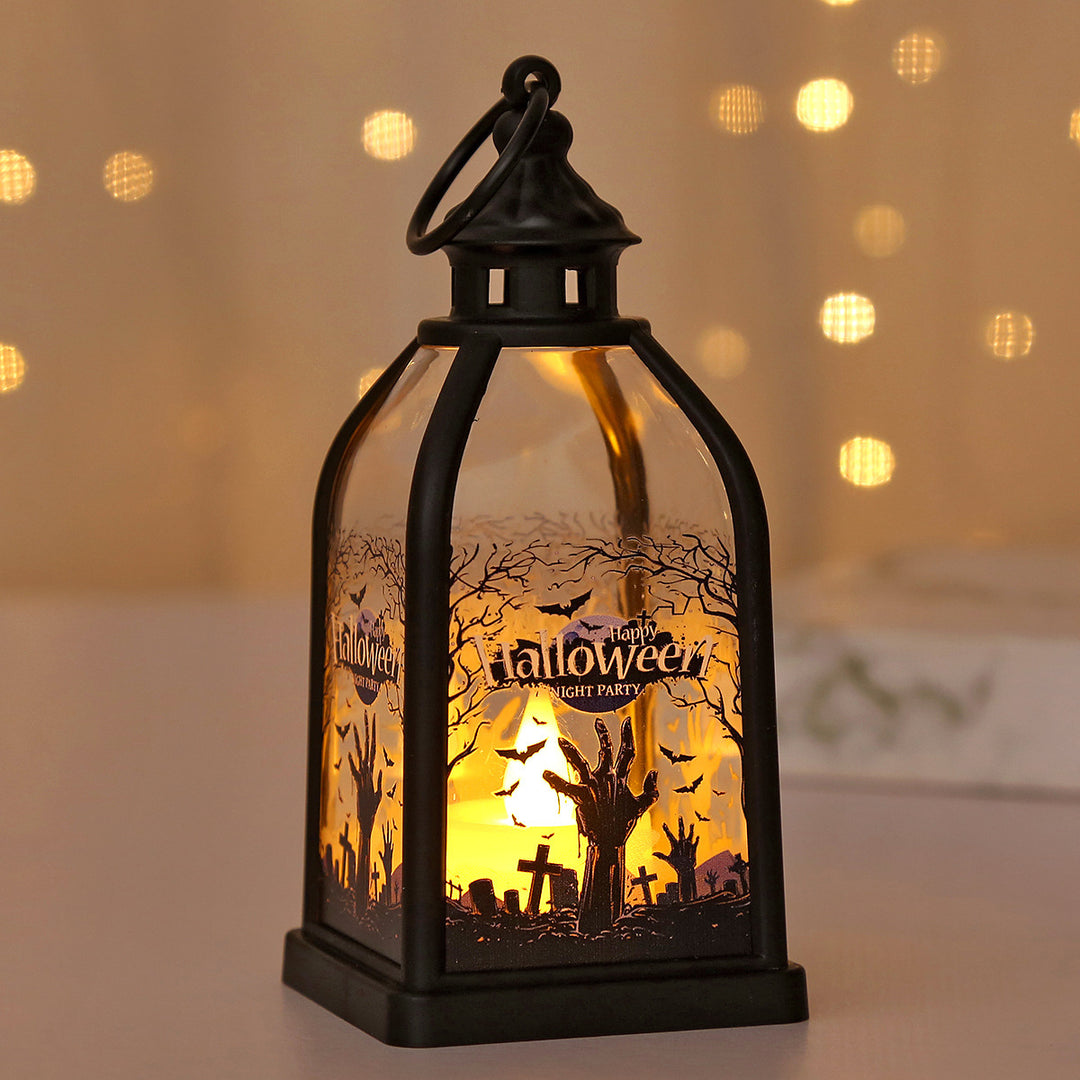 Battery-operated ghost pumpkin LED lantern