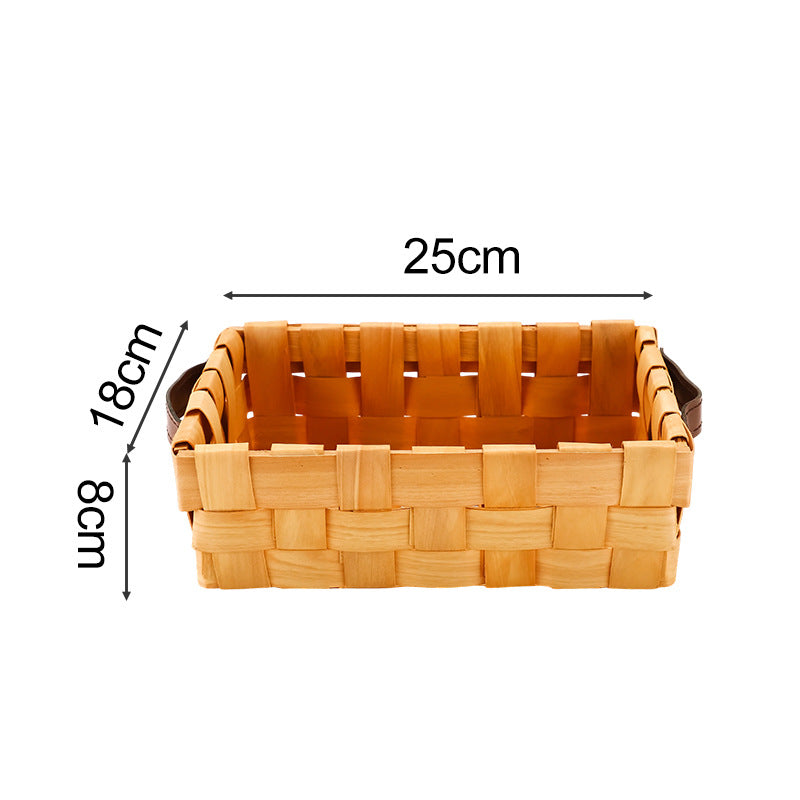 Rectangular storage basket made of woven natural material