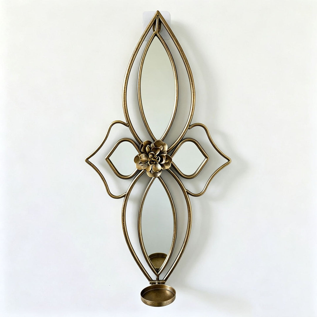 Elegant Floral Wall Mirror with Decorative Metal Design