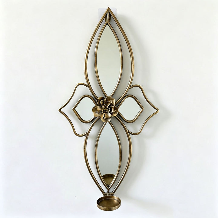 Elegant Floral Wall Mirror with Decorative Metal Design